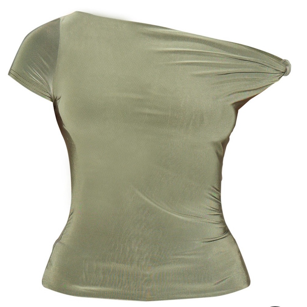 PrettyLittleThing Olive One-Shoulder Blouse